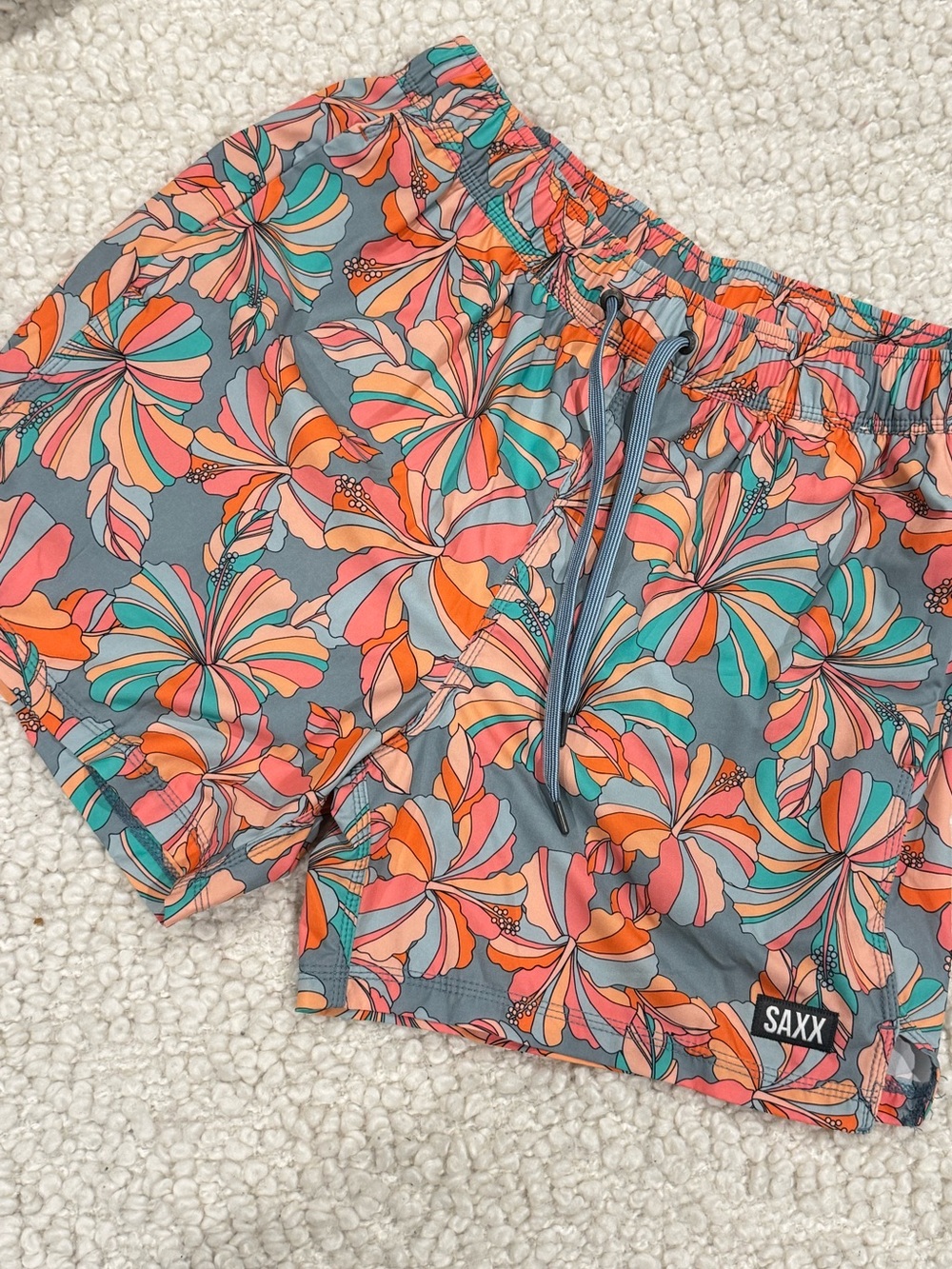 SAXX Oh Buoy Tropical Floral Swim Trunks Shorts Medium 5” Inseam